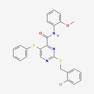 molecular formula C25H20ClN3O2S2 B11307784 2-[(2-chlorobenzyl)sulfanyl]-N-(2-methoxyphenyl)-5-(phenylsulfanyl)pyrimidine-4-carboxamide 