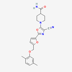 1-(4-Cyano-2-{5-[(2,5-dimethylphenoxy)methyl]furan-2-yl}-1,3-oxazol-5-yl)piperidine-4-carboxamide