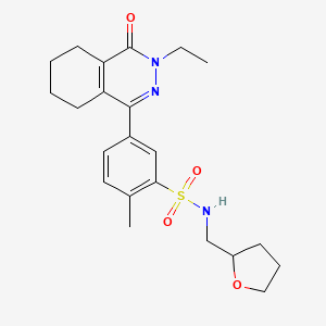 molecular formula C22H29N3O4S B11307924 5-(3-ethyl-4-oxo-3,4,5,6,7,8-hexahydrophthalazin-1-yl)-2-methyl-N-(tetrahydrofuran-2-ylmethyl)benzenesulfonamide 