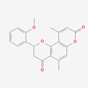 molecular formula C21H18O5 B11307946 2-(2-methoxyphenyl)-5,10-dimethyl-2,3-dihydro-4H,8H-pyrano[2,3-f]chromene-4,8-dione 