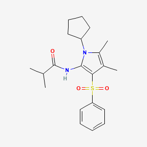 molecular formula C21H28N2O3S B11307956 N-[1-cyclopentyl-4,5-dimethyl-3-(phenylsulfonyl)-1H-pyrrol-2-yl]-2-methylpropanamide 