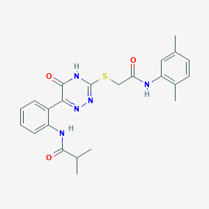 N-{2-[3-({2-[(2,5-dimethylphenyl)amino]-2-oxoethyl}sulfanyl)-5-oxo-4,5-dihydro-1,2,4-triazin-6-yl]phenyl}-2-methylpropanamide