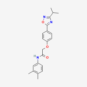 molecular formula C21H23N3O3 B11307992 N-(3,4-dimethylphenyl)-2-{4-[3-(propan-2-yl)-1,2,4-oxadiazol-5-yl]phenoxy}acetamide 