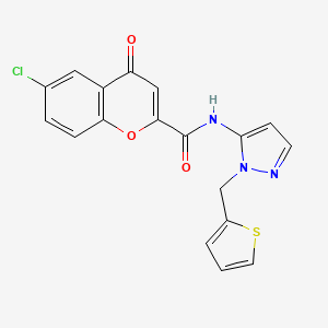 6-chloro-4-oxo-N-[1-(thiophen-2-ylmethyl)-1H-pyrazol-5-yl]-4H-chromene-2-carboxamide