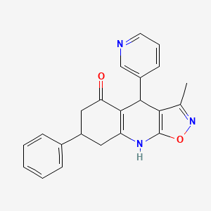 molecular formula C22H19N3O2 B11308064 3-Methyl-7-phenyl-4-(pyridin-3-yl)-4,6,7,8-tetrahydro[1,2]oxazolo[5,4-b]quinolin-5-ol 