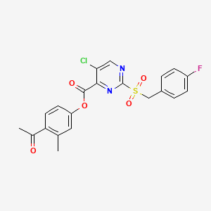 molecular formula C21H16ClFN2O5S B11308091 4-Acetyl-3-methylphenyl 5-chloro-2-[(4-fluorobenzyl)sulfonyl]pyrimidine-4-carboxylate 