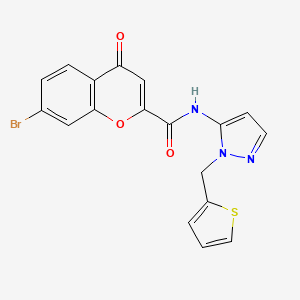 molecular formula C18H12BrN3O3S B11308109 7-bromo-4-oxo-N-[1-(thiophen-2-ylmethyl)-1H-pyrazol-5-yl]-4H-chromene-2-carboxamide 