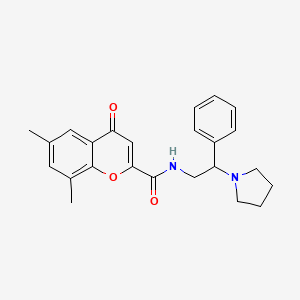 molecular formula C24H26N2O3 B11308121 6,8-dimethyl-4-oxo-N-[2-phenyl-2-(pyrrolidin-1-yl)ethyl]-4H-chromene-2-carboxamide 