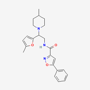 N-[2-(5-methylfuran-2-yl)-2-(4-methylpiperidin-1-yl)ethyl]-5-phenyl-1,2-oxazole-3-carboxamide