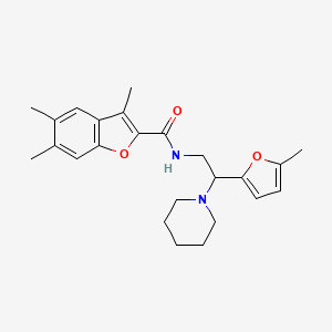 3,5,6-trimethyl-N-[2-(5-methylfuran-2-yl)-2-(piperidin-1-yl)ethyl]-1-benzofuran-2-carboxamide