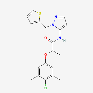 2-(4-chloro-3,5-dimethylphenoxy)-N-[1-(thiophen-2-ylmethyl)-1H-pyrazol-5-yl]propanamide