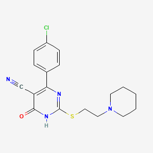 4-(4-Chlorophenyl)-6-oxo-2-{[2-(piperidin-1-YL)ethyl]sulfanyl}-1,6-dihydropyrimidine-5-carbonitrile