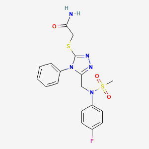 molecular formula C18H18FN5O3S2 B11308264 2-[(5-{[(4-fluorophenyl)(methylsulfonyl)amino]methyl}-4-phenyl-4H-1,2,4-triazol-3-yl)sulfanyl]acetamide 