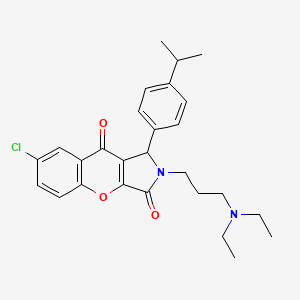 molecular formula C27H31ClN2O3 B11308323 7-Chloro-2-[3-(diethylamino)propyl]-1-[4-(propan-2-yl)phenyl]-1,2-dihydrochromeno[2,3-c]pyrrole-3,9-dione 