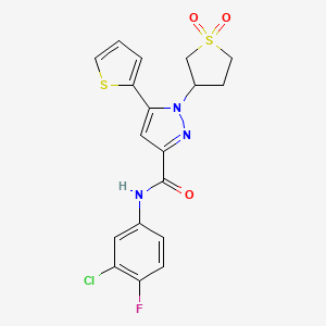 N-(3-Chloro-4-fluorophenyl)-1-(11-dioxo-1lambda6-thiolan-3-YL)-5-(thiophen-2-YL)-1H-pyrazole-3-carboxamide