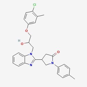 molecular formula C28H28ClN3O3 B11308393 4-{1-[3-(4-chloro-3-methylphenoxy)-2-hydroxypropyl]-1H-benzimidazol-2-yl}-1-(4-methylphenyl)pyrrolidin-2-one 