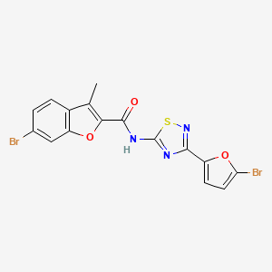 molecular formula C16H9Br2N3O3S B11308399 6-bromo-N-[3-(5-bromofuran-2-yl)-1,2,4-thiadiazol-5-yl]-3-methyl-1-benzofuran-2-carboxamide 