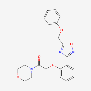 molecular formula C21H21N3O5 B11308422 1-(Morpholin-4-yl)-2-{2-[5-(phenoxymethyl)-1,2,4-oxadiazol-3-yl]phenoxy}ethanone 