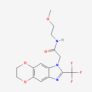 N-(2-methoxyethyl)-2-[2-(trifluoromethyl)-6,7-dihydro-1H-[1,4]dioxino[2,3-f]benzimidazol-1-yl]acetamide