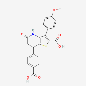 molecular formula C22H17NO6S B11308512 7-(4-Carboxyphenyl)-5-hydroxy-3-(4-methoxyphenyl)-6,7-dihydrothieno[3,2-b]pyridine-2-carboxylic acid 