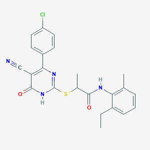 2-{[4-(4-Chlorophenyl)-5-cyano-6-oxo-1,6-dihydropyrimidin-2-YL]sulfanyl}-N-(2-ethyl-6-methylphenyl)propanamide