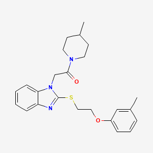 2-(2-{[2-(3-methylphenoxy)ethyl]sulfanyl}-1H-benzimidazol-1-yl)-1-(4-methylpiperidin-1-yl)ethanone