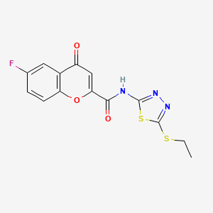 molecular formula C14H10FN3O3S2 B11308626 N-[5-(ethylsulfanyl)-1,3,4-thiadiazol-2-yl]-6-fluoro-4-oxo-4H-chromene-2-carboxamide 