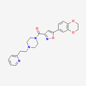 molecular formula C23H24N4O4 B11308653 [5-(2,3-Dihydro-1,4-benzodioxin-6-yl)-1,2-oxazol-3-yl]{4-[2-(pyridin-2-yl)ethyl]piperazin-1-yl}methanone 