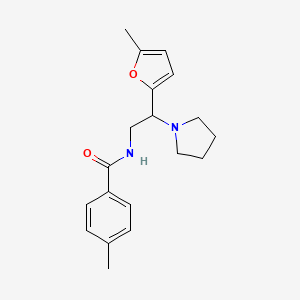 molecular formula C19H24N2O2 B11308676 4-methyl-N-[2-(5-methylfuran-2-yl)-2-(pyrrolidin-1-yl)ethyl]benzamide 