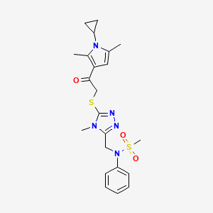 N-[(5-{[2-(1-cyclopropyl-2,5-dimethyl-1H-pyrrol-3-yl)-2-oxoethyl]sulfanyl}-4-methyl-4H-1,2,4-triazol-3-yl)methyl]-N-phenylmethanesulfonamide