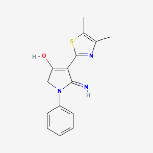 molecular formula C15H15N3OS B11308743 5-amino-4-(4,5-dimethyl-1,3-thiazol-2-yl)-1-phenyl-1,2-dihydro-3H-pyrrol-3-one 