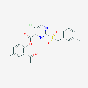 2-Acetyl-4-methylphenyl 5-chloro-2-[(3-methylbenzyl)sulfonyl]pyrimidine-4-carboxylate