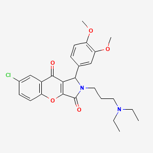 molecular formula C26H29ClN2O5 B11308753 7-Chloro-2-[3-(diethylamino)propyl]-1-(3,4-dimethoxyphenyl)-1,2-dihydrochromeno[2,3-c]pyrrole-3,9-dione 