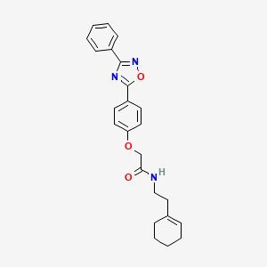 molecular formula C24H25N3O3 B11308769 N-[2-(cyclohex-1-en-1-yl)ethyl]-2-[4-(3-phenyl-1,2,4-oxadiazol-5-yl)phenoxy]acetamide 