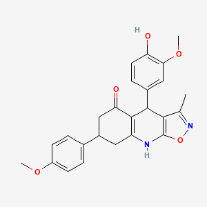 4-(4-Hydroxy-3-methoxyphenyl)-7-(4-methoxyphenyl)-3-methyl-4,6,7,8-tetrahydro[1,2]oxazolo[5,4-b]quinolin-5-ol