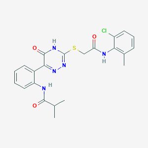 molecular formula C22H22ClN5O3S B11308837 N-{2-[3-({2-[(2-chloro-6-methylphenyl)amino]-2-oxoethyl}sulfanyl)-5-oxo-4,5-dihydro-1,2,4-triazin-6-yl]phenyl}-2-methylpropanamide 