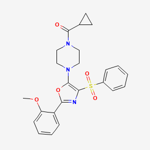 molecular formula C24H25N3O5S B11308888 Cyclopropyl{4-[2-(2-methoxyphenyl)-4-(phenylsulfonyl)-1,3-oxazol-5-yl]piperazin-1-yl}methanone 