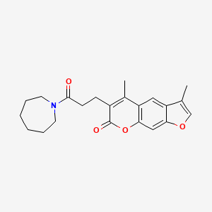 molecular formula C22H25NO4 B11308912 6-[3-(azepan-1-yl)-3-oxopropyl]-3,5-dimethyl-7H-furo[3,2-g]chromen-7-one 