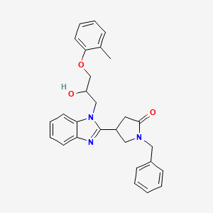 molecular formula C28H29N3O3 B11308933 1-benzyl-4-{1-[2-hydroxy-3-(2-methylphenoxy)propyl]-1H-benzimidazol-2-yl}pyrrolidin-2-one 