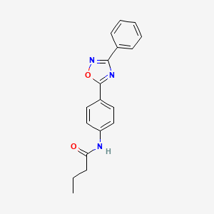 molecular formula C18H17N3O2 B11308936 N-[4-(3-phenyl-1,2,4-oxadiazol-5-yl)phenyl]butanamide 