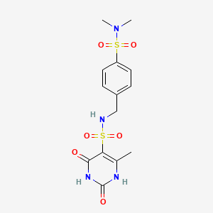 molecular formula C14H18N4O6S2 B11308961 N-[4-(dimethylsulfamoyl)benzyl]-2-hydroxy-4-methyl-6-oxo-1,6-dihydropyrimidine-5-sulfonamide 