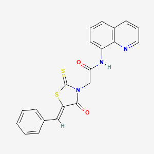 2-[(5Z)-5-benzylidene-4-oxo-2-thioxo-1,3-thiazolidin-3-yl]-N-(quinolin-8-yl)acetamide