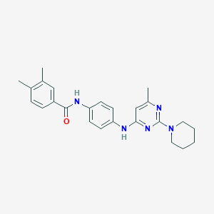 molecular formula C25H29N5O B11308982 3,4-Dimethyl-N-(4-{[6-methyl-2-(piperidin-1-YL)pyrimidin-4-YL]amino}phenyl)benzamide 