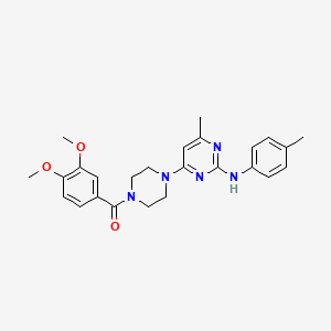 molecular formula C25H29N5O3 B11308997 4-[4-(3,4-dimethoxybenzoyl)piperazin-1-yl]-6-methyl-N-(4-methylphenyl)pyrimidin-2-amine 