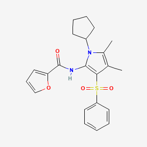 molecular formula C22H24N2O4S B11309089 N-[1-cyclopentyl-4,5-dimethyl-3-(phenylsulfonyl)-1H-pyrrol-2-yl]furan-2-carboxamide 