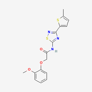 molecular formula C16H15N3O3S2 B11309099 2-(2-methoxyphenoxy)-N-[3-(5-methylthiophen-2-yl)-1,2,4-thiadiazol-5-yl]acetamide 