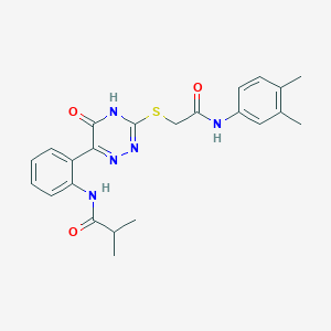 N-{2-[3-({2-[(3,4-dimethylphenyl)amino]-2-oxoethyl}sulfanyl)-5-oxo-4,5-dihydro-1,2,4-triazin-6-yl]phenyl}-2-methylpropanamide