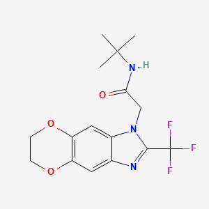 molecular formula C16H18F3N3O3 B11309118 N-tert-butyl-2-[2-(trifluoromethyl)-6,7-dihydro-1H-[1,4]dioxino[2,3-f]benzimidazol-1-yl]acetamide 