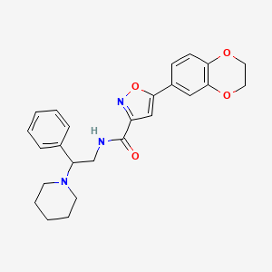 5-(2,3-dihydro-1,4-benzodioxin-6-yl)-N-[2-phenyl-2-(piperidin-1-yl)ethyl]-1,2-oxazole-3-carboxamide