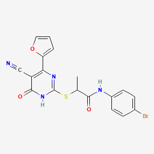 N-(4-Bromophenyl)-2-{[5-cyano-4-(furan-2-YL)-6-oxo-1,6-dihydropyrimidin-2-YL]sulfanyl}propanamide